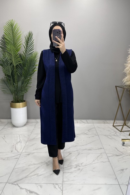 Simli Yelek Lacivert  Lacivert