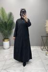İnce Kaşe Ferace Siyah Siyah