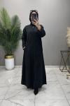 İnce Kaşe Ferace Siyah Siyah