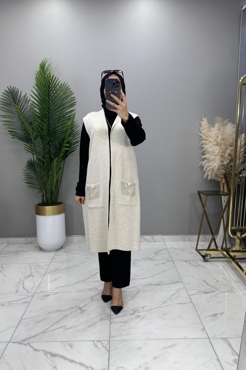 Zincir Yelek Taş Taş Rengi