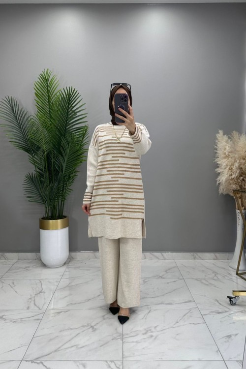 Müjde Triko Takım Taş Taş Rengi