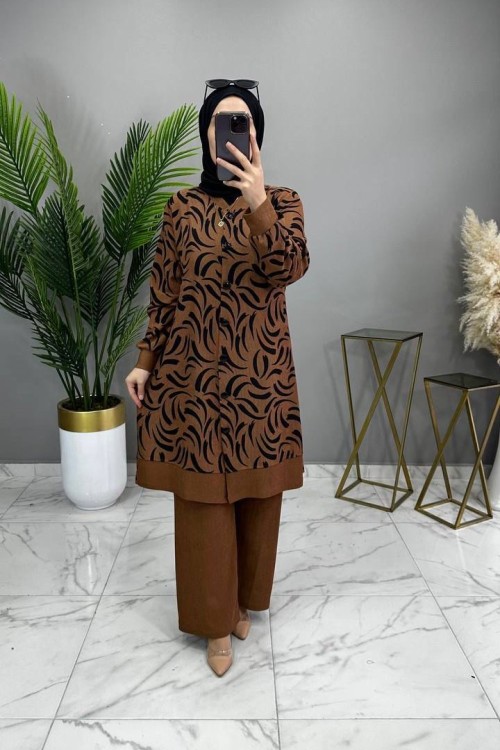 Düğmeli Takım Taba  Taba