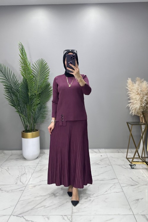 Senem Soğuk Merserize Takım Mürdüm Mürdüm