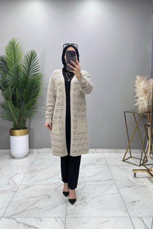 Dantel Hırka Krem Krem