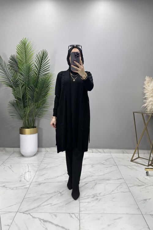 Nazlı Hırka Siyah  Siyah