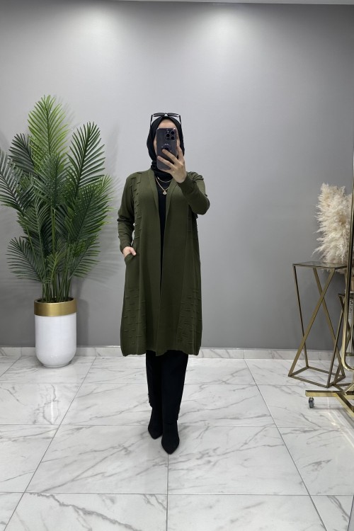 Nazlı Hırka Haki Yeşil  Haki