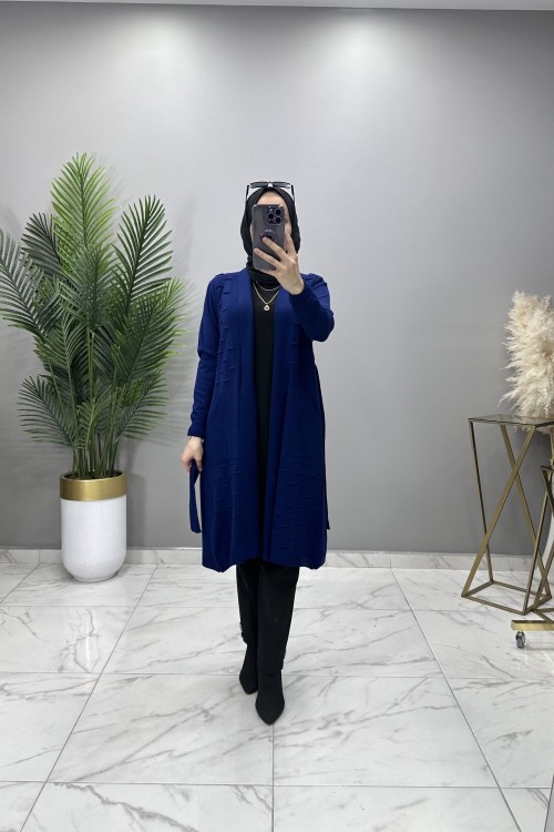 Nazlı Hırka Saks Mavi Saks Mavisi