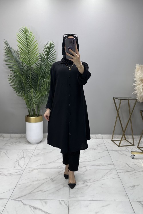 BEGÜM GÖMLEK TUNİK SİYAH  Siyah
