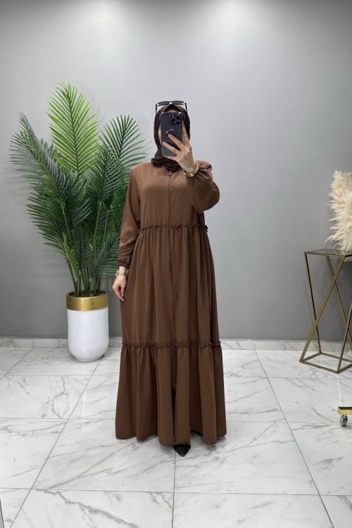 Azra Ferace Elbise Kahve  Kahverengi