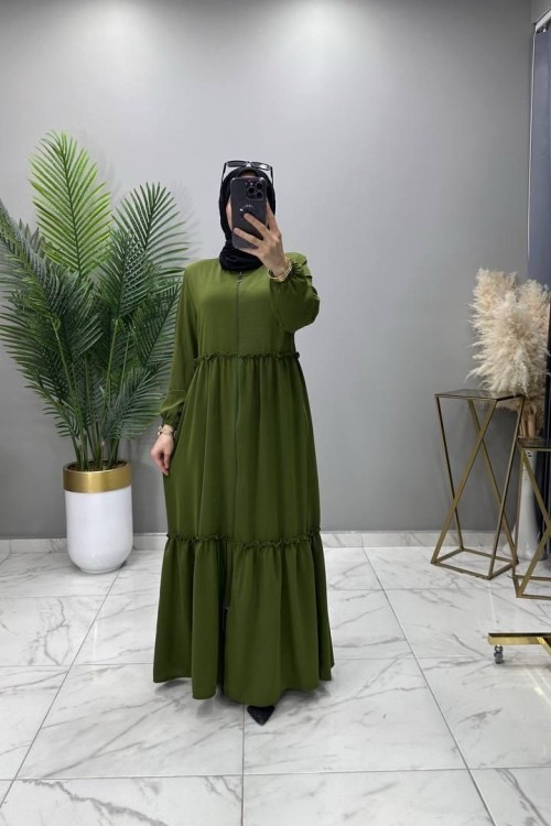 Azra Ferace Elbise Yeşil Yeşil