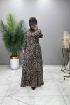 Liya Kruvaze Yakalı Elbise Leopar  Leopar