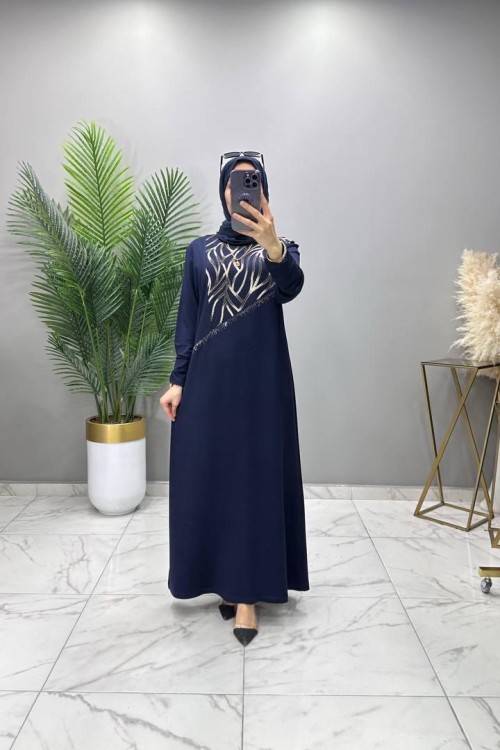 Dolunay Taşlı Elbise Lacivert  Lacivert