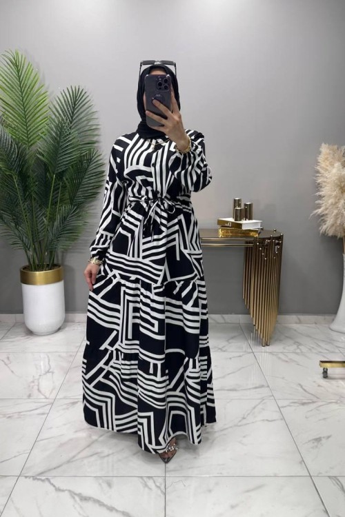 Minel Elbise Siyah Siyah