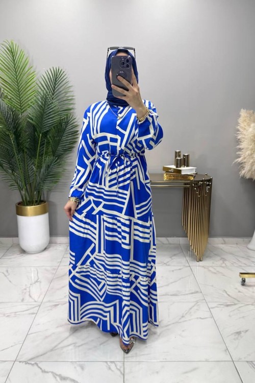 Minel Elbise Saks Saks Mavisi