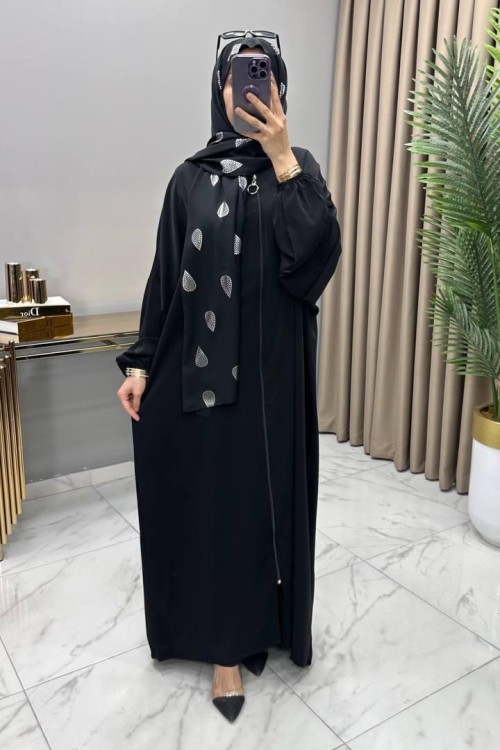 Şallı Ferace Gümüş Gri