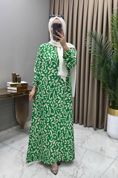 Leyla Elbise Yeşil Yeşil