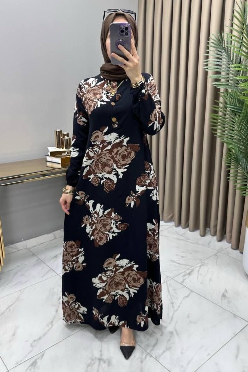 Bilge Elbise Kahve Kahverengi