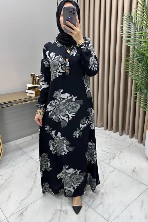 Bilge Elbise Gri Gri