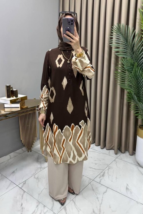 Dalga Takım Kahve Kahverengi