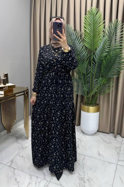 Çiğdem Elbise Siyah Siyah