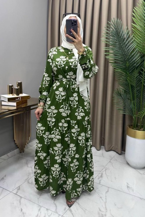 Havin Elbise Yeşil Yeşil