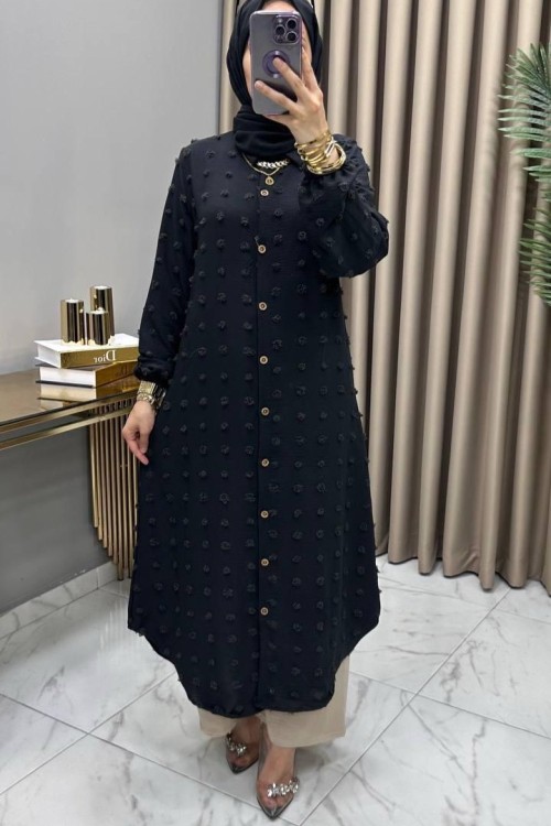 Boncuk Tunik Siyah Siyah