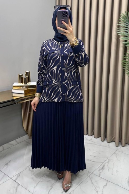 Dora Etekli Takım Lacivert  Lacivert