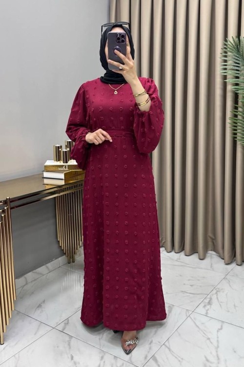 Gülru Elbise Bordo Bordo