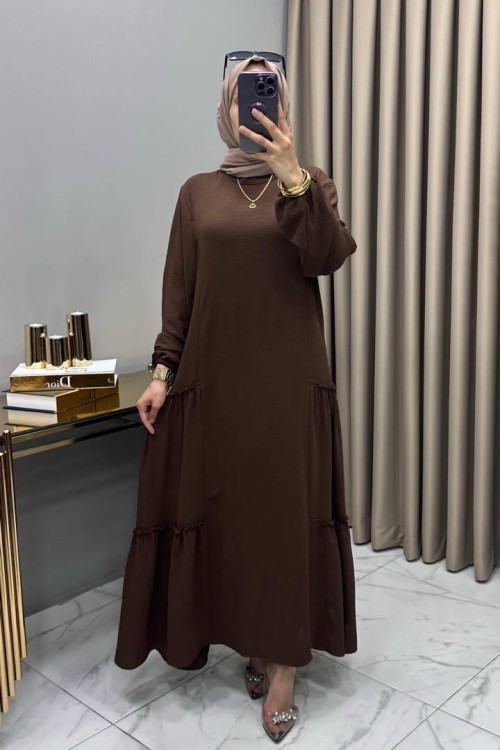 Cansel Elbise Kahve Kahverengi