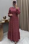 Gülsüm Elbise Bordo Bordo