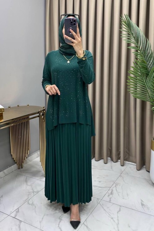 Mayda Etekli Takım Zümrüt Zümrüt