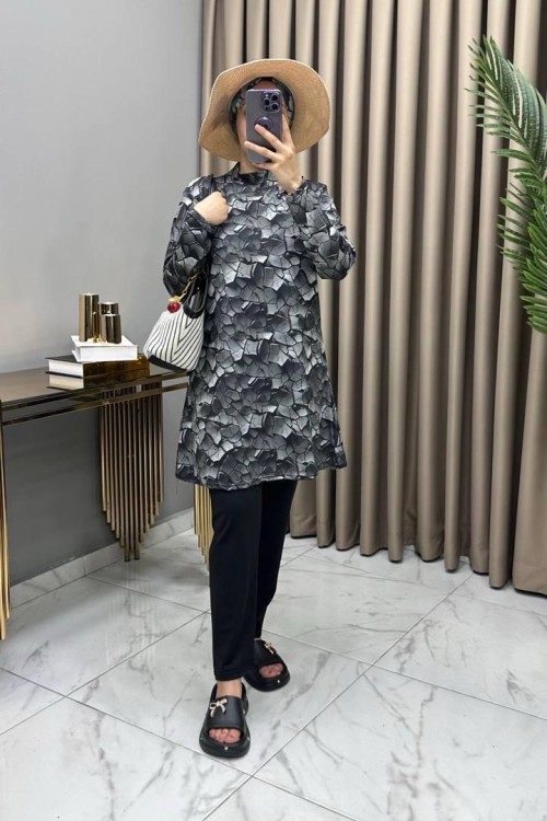 Haşema Üçlü Takım Taş Taş Rengi