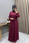 Ayça Elbise Bordo Bordo