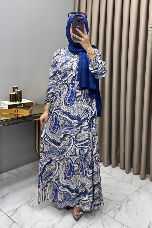 İzel Elbise İndigo Mavi İndigo