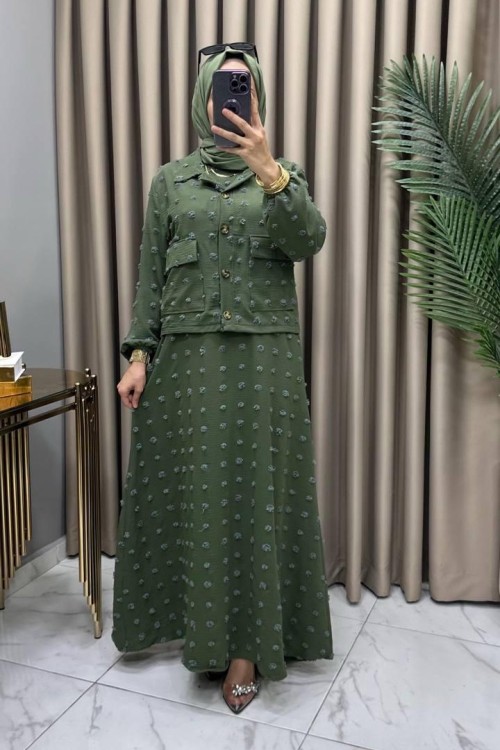 Rana Ceketli Elbise Takım Haki Haki