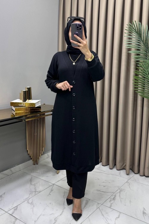 Meril Hırka Kap Siyah Siyah