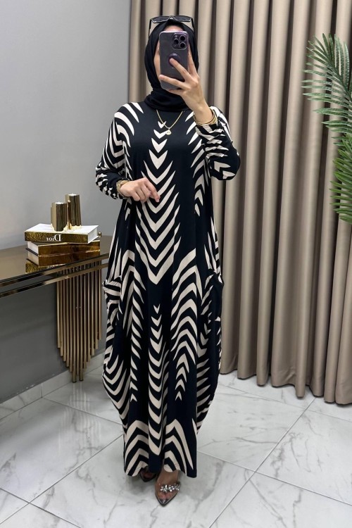 Alev Cepli Elbise Siyah Siyah