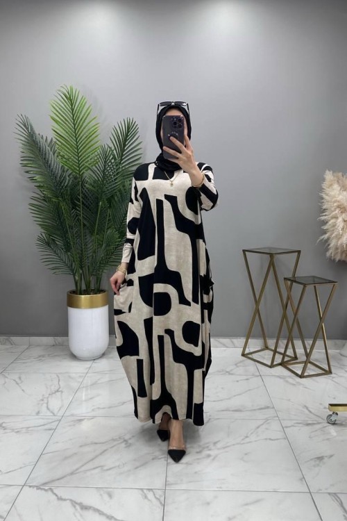 Alev Cepli Elbise Taş Taş Rengi