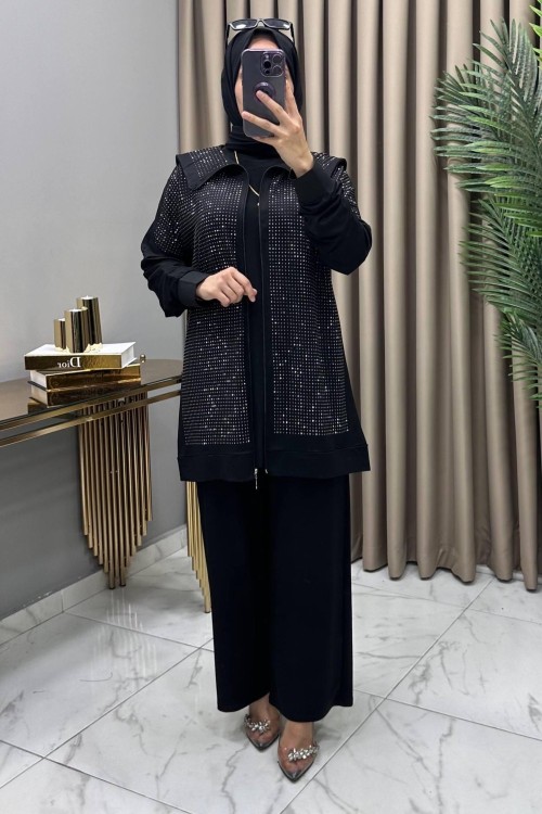 Efsane Taşlı Takım Siyah Siyah