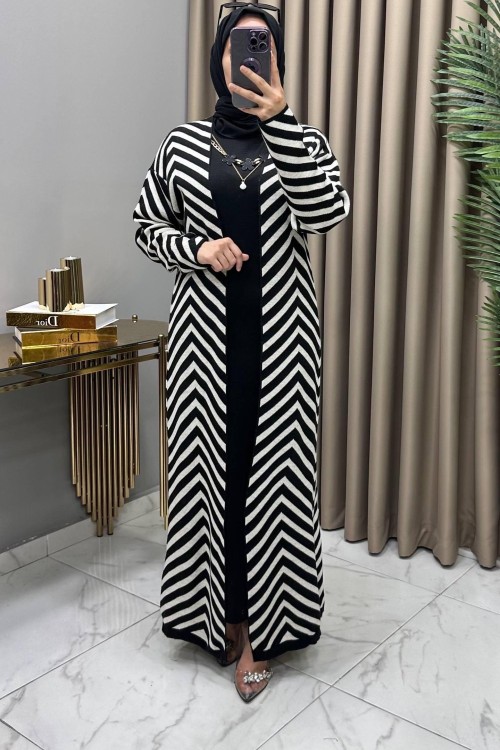 Sevde Hırka Kap Elbise Takım Siyah Siyah