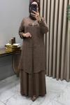 Yelekli Elbise Takım Kahve Kahverengi