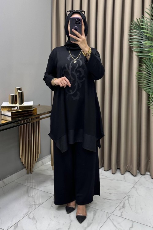 Hüma Takım Siyah Siyah