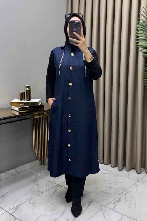 Aylin Kapitone Yelek Lacivert  Lacivert