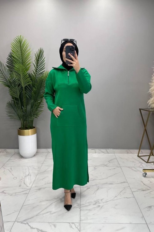 Zehra Triko Elbise Zümrüt  Zümrüt