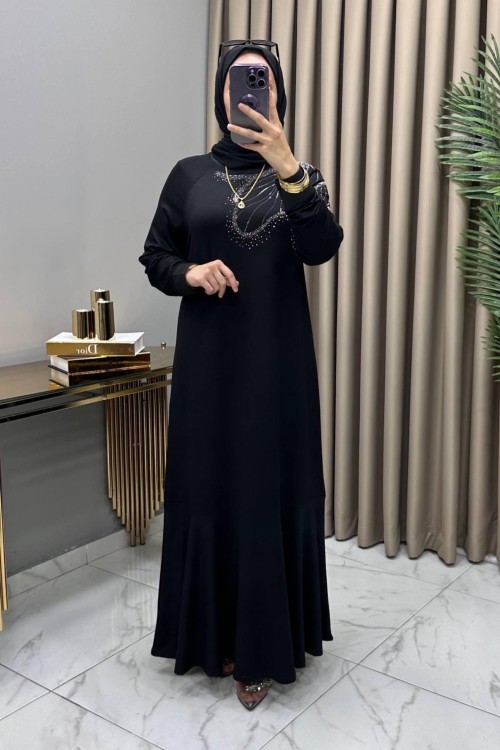 Seven Abiye Elbise Siyah Siyah