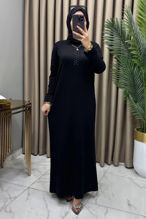 Hayal Soğuk Merserize Elbise Siyah Siyah