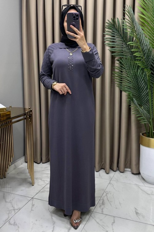 Hayal Soğuk Merserize Elbise Füme Füme