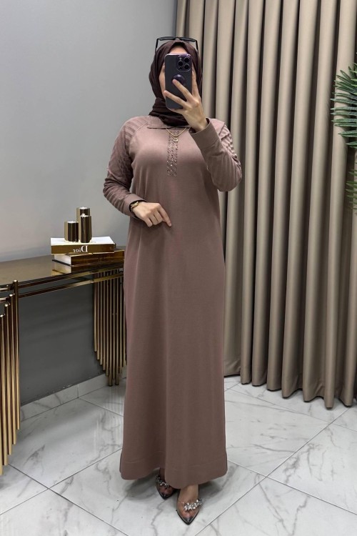 Hayal Soğuk Merserize Elbise Vizon Vizon