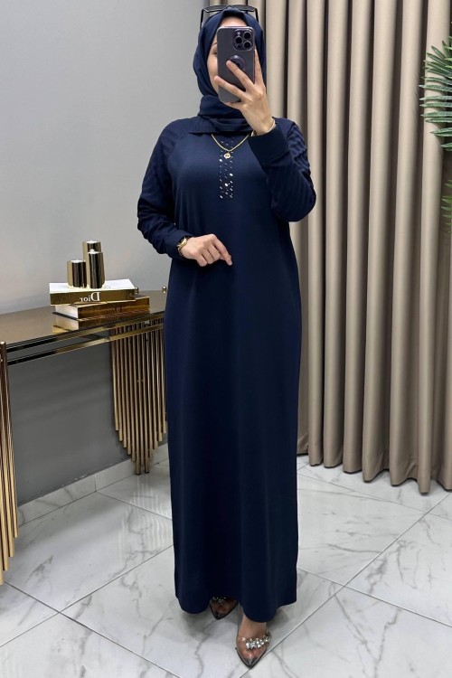 Hayal Soğuk Merserize Elbise Lacivert Lacivert