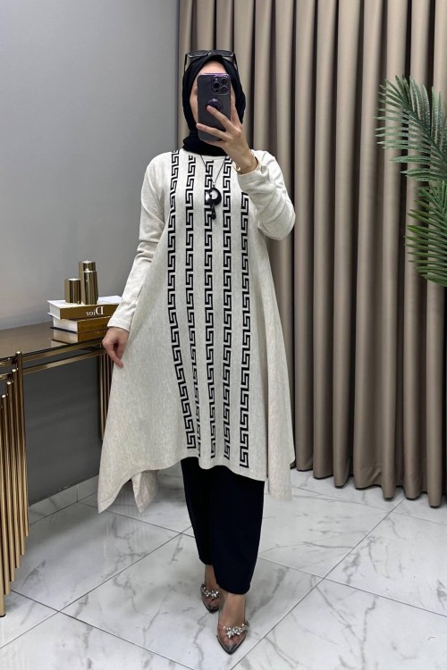 Sevgi Tunik Kolye Hediyeli Taş Taş Rengi